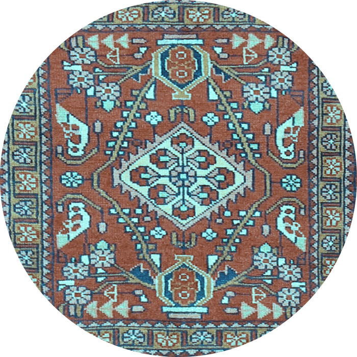 Round Machine Washable Persian Light Blue Traditional Rug, wshtr2985lblu