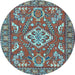 Round Machine Washable Persian Light Blue Traditional Rug, wshtr2985lblu