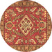 Round Persian Brown Traditional Rug, tr2985brn