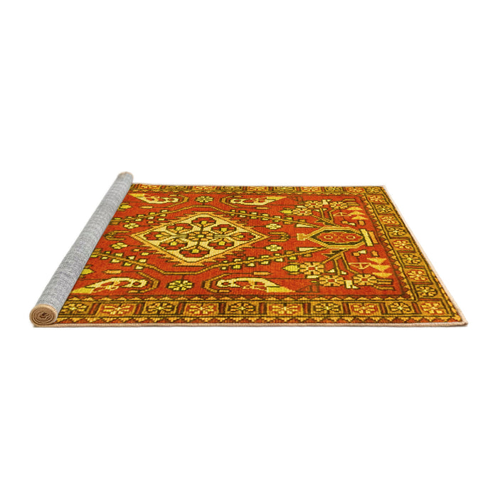 Sideview of Machine Washable Persian Yellow Traditional Rug, wshtr2985yw