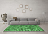 Machine Washable Persian Emerald Green Traditional Rug, wshtr2985emgrn