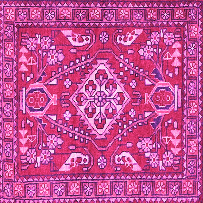Square Machine Washable Persian Pink Traditional Rug, wshtr2985pnk