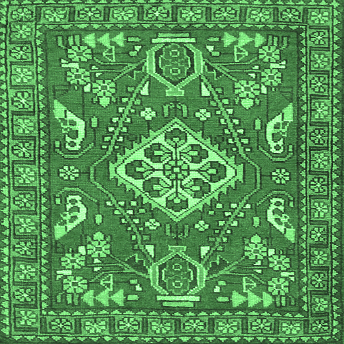 Square Machine Washable Persian Emerald Green Traditional Area Rugs, wshtr2985emgrn
