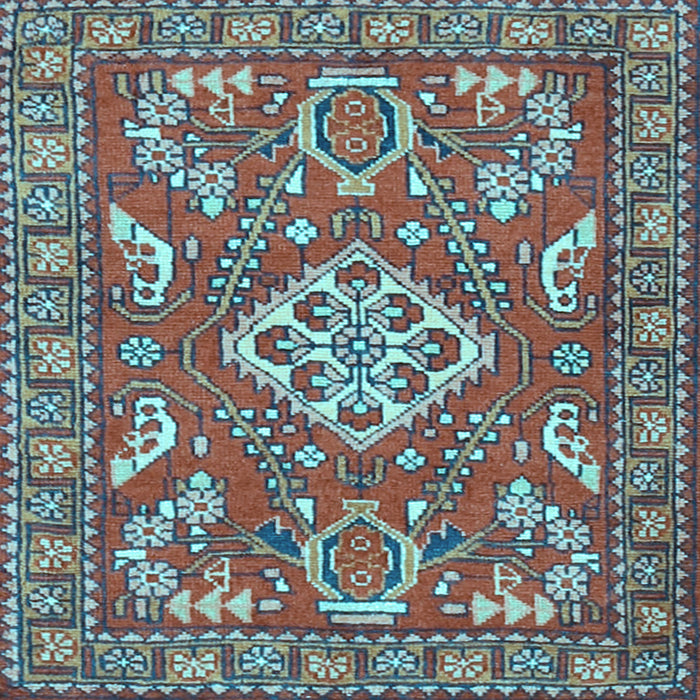 Square Machine Washable Persian Light Blue Traditional Rug, wshtr2985lblu