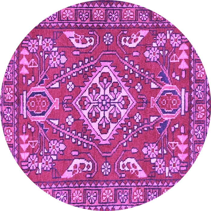 Round Machine Washable Persian Purple Traditional Area Rugs, wshtr2985pur