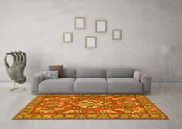 Machine Washable Persian Yellow Traditional Rug in a Living Room, wshtr2985yw