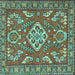 Square Persian Turquoise Traditional Rug, tr2985turq