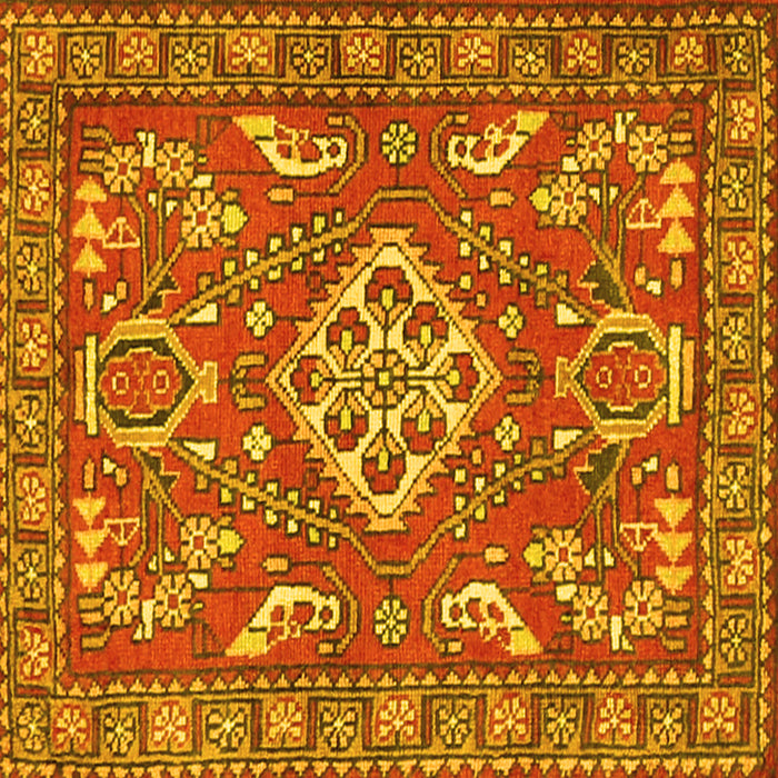 Square Machine Washable Persian Yellow Traditional Rug, wshtr2985yw