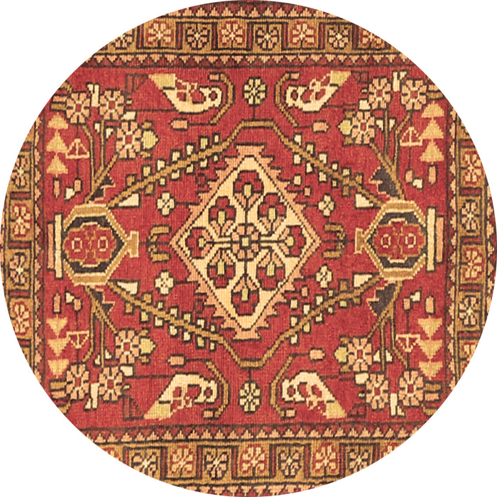 Round Machine Washable Persian Brown Traditional Rug, wshtr2985brn