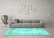 Machine Washable Persian Turquoise Traditional Area Rugs in a Living Room,, wshtr2986turq