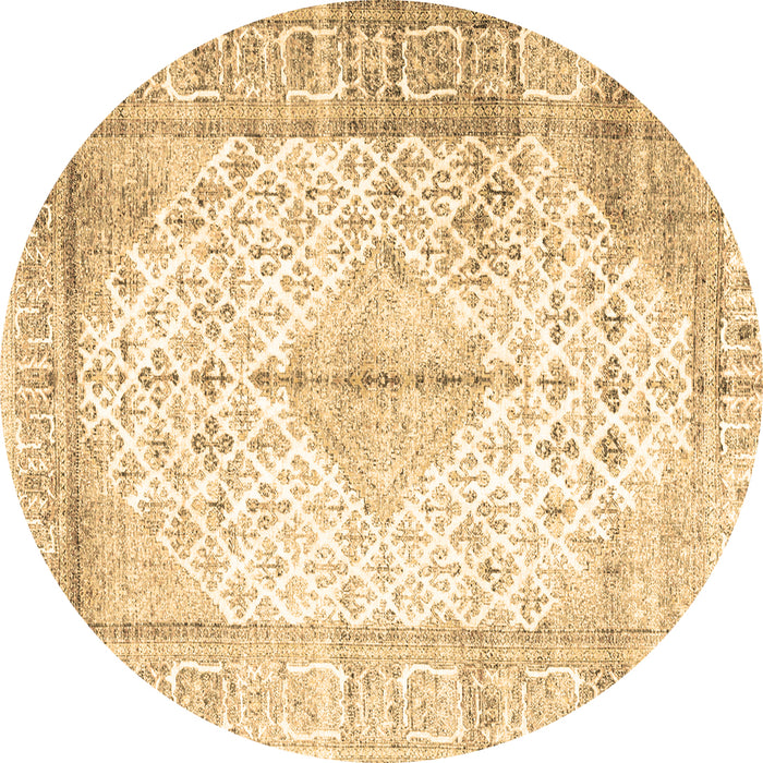 Round Machine Washable Persian Brown Traditional Rug, wshtr2986brn