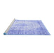 Sideview of Machine Washable Persian Blue Traditional Rug, wshtr2986blu