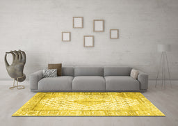Machine Washable Persian Yellow Traditional Rug in a Living Room, wshtr2986yw