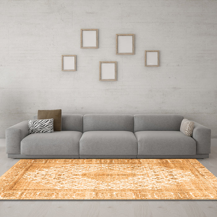 Machine Washable Persian Orange Traditional Area Rugs in a Living Room, wshtr2986org