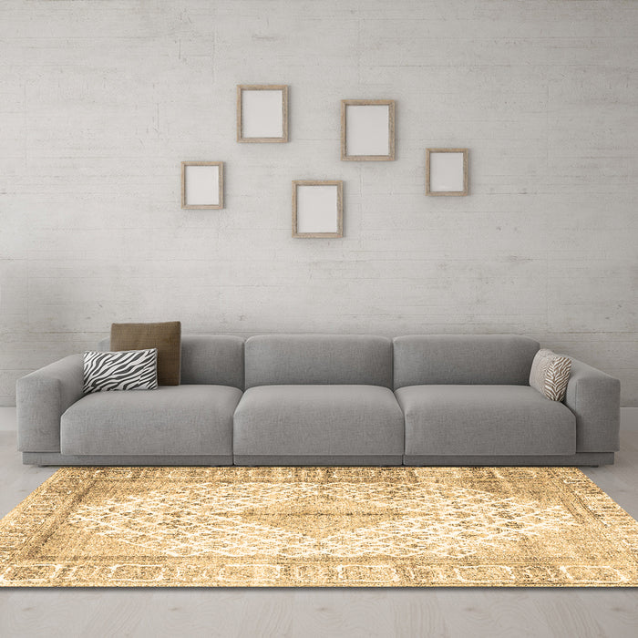 Machine Washable Persian Brown Traditional Rug in a Living Room,, wshtr2986brn