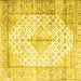 Square Machine Washable Persian Yellow Traditional Rug, wshtr2986yw