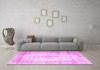 Machine Washable Persian Pink Traditional Rug, wshtr2986pnk