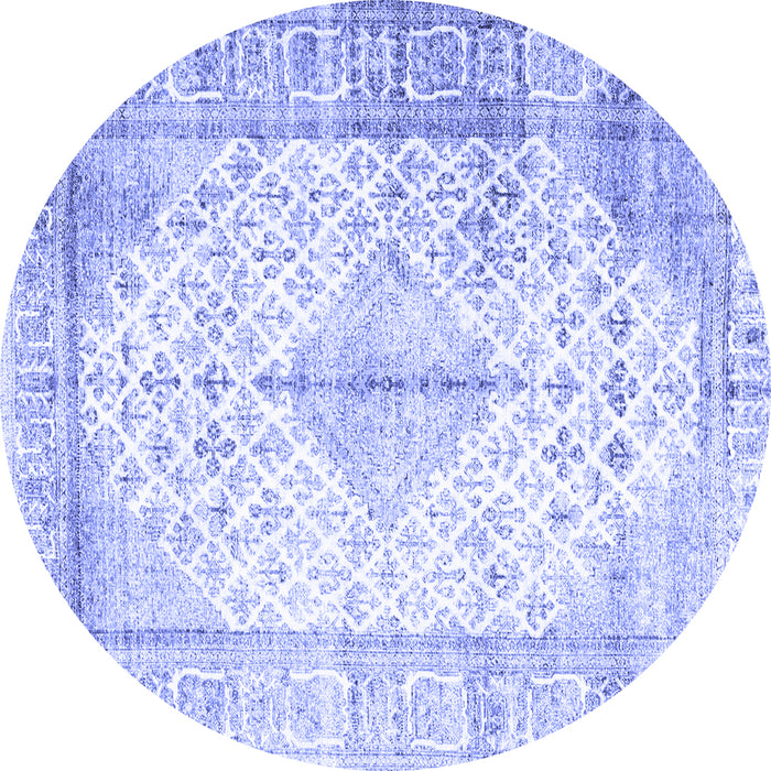 Round Persian Blue Traditional Rug, tr2986blu