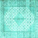 Square Machine Washable Persian Turquoise Traditional Area Rugs, wshtr2986turq