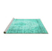 Sideview of Machine Washable Persian Turquoise Traditional Area Rugs, wshtr2986turq