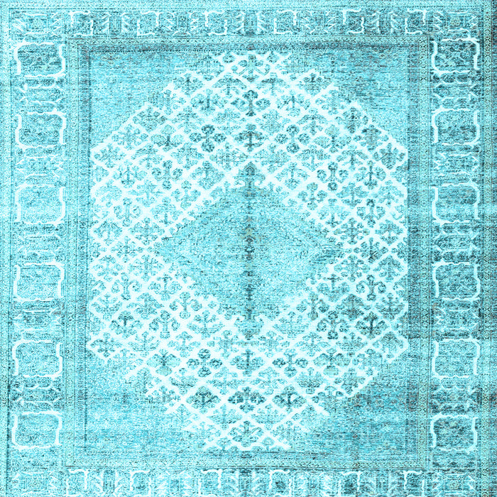 Square Machine Washable Persian Light Blue Traditional Rug, wshtr2986lblu