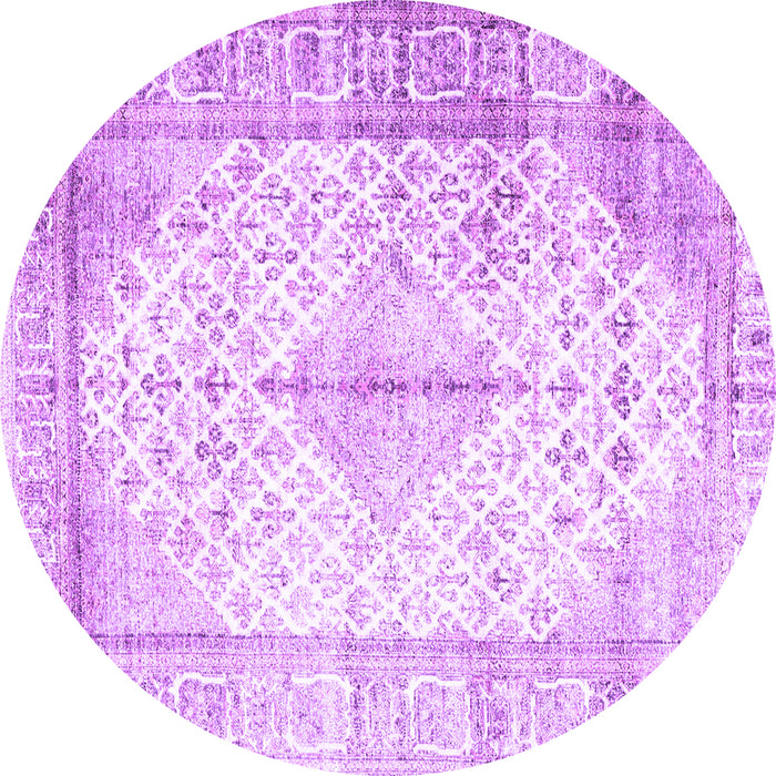 Round Persian Purple Traditional Rug, tr2986pur