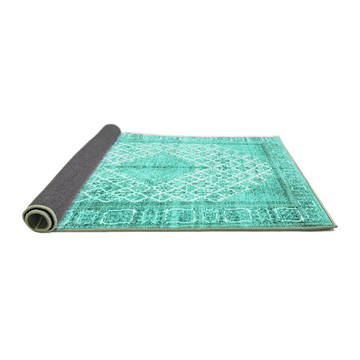 Sideview of Persian Turquoise Traditional Rug, tr2986turq