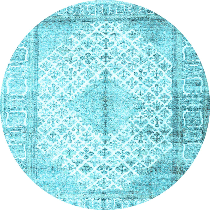 Round Machine Washable Persian Light Blue Traditional Rug, wshtr2986lblu