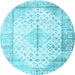 Round Machine Washable Persian Light Blue Traditional Rug, wshtr2986lblu