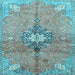 Square Machine Washable Persian Light Blue Traditional Rug, wshtr2987lblu