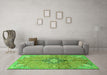 Machine Washable Persian Green Traditional Area Rugs in a Living Room,, wshtr2987grn