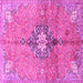 Square Machine Washable Persian Pink Traditional Rug, wshtr2987pnk