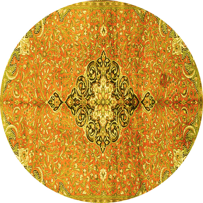 Round Persian Yellow Traditional Rug, tr2987yw