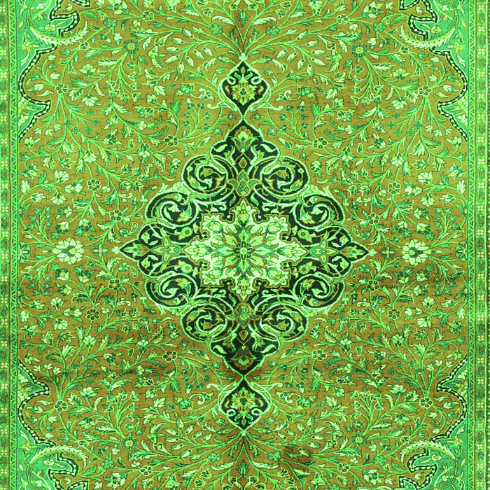 Serging Thickness of Machine Washable Persian Green Traditional Area Rugs, wshtr2987grn
