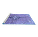 Sideview of Machine Washable Persian Blue Traditional Rug, wshtr2987blu