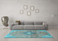 Machine Washable Persian Light Blue Traditional Rug, wshtr2987lblu