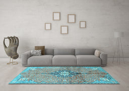 Machine Washable Persian Light Blue Traditional Rug in a Living Room, wshtr2987lblu