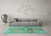 Machine Washable Persian Turquoise Traditional Rug, wshtr2987turq