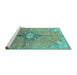 Sideview of Machine Washable Persian Turquoise Traditional Area Rugs, wshtr2987turq