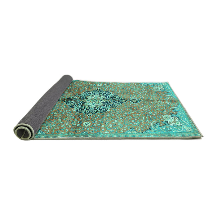 Sideview of Persian Turquoise Traditional Rug, tr2987turq