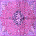 Square Machine Washable Persian Purple Traditional Area Rugs, wshtr2987pur