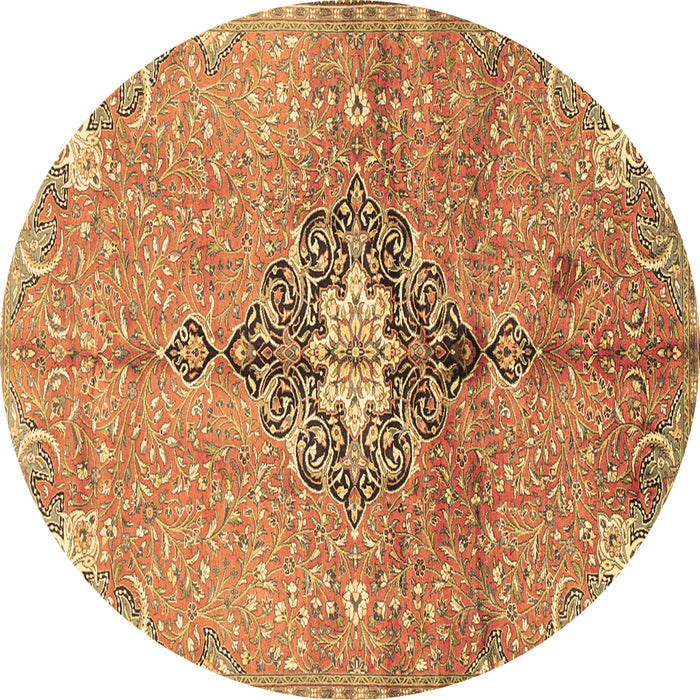 Round Machine Washable Persian Brown Traditional Rug, wshtr2987brn