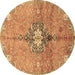 Round Machine Washable Persian Brown Traditional Rug, wshtr2987brn