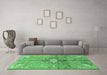 Machine Washable Persian Emerald Green Traditional Area Rugs in a Living Room,, wshtr2987emgrn