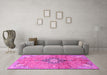 Machine Washable Persian Pink Traditional Rug in a Living Room, wshtr2987pnk