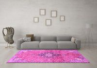 Machine Washable Persian Pink Traditional Rug, wshtr2987pnk