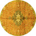 Round Machine Washable Persian Yellow Traditional Rug, wshtr2987yw