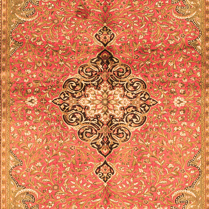 Serging Thickness of Machine Washable Persian Orange Traditional Area Rugs, wshtr2987org