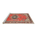 Sideview of Machine Washable Traditional Light Copper Gold Rug, wshtr2988