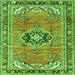 Round Machine Washable Persian Green Traditional Area Rugs, wshtr2988grn